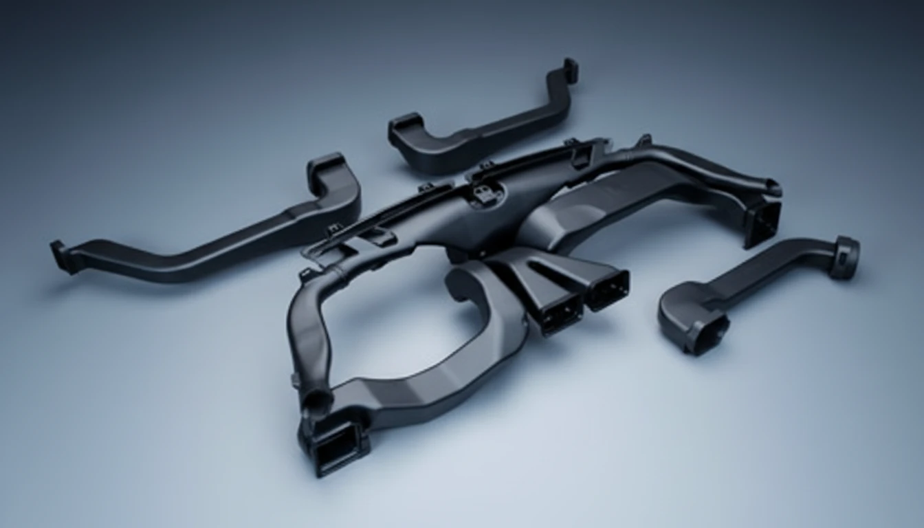 Black HVAC plastic parts assembled with ultrasonic welding