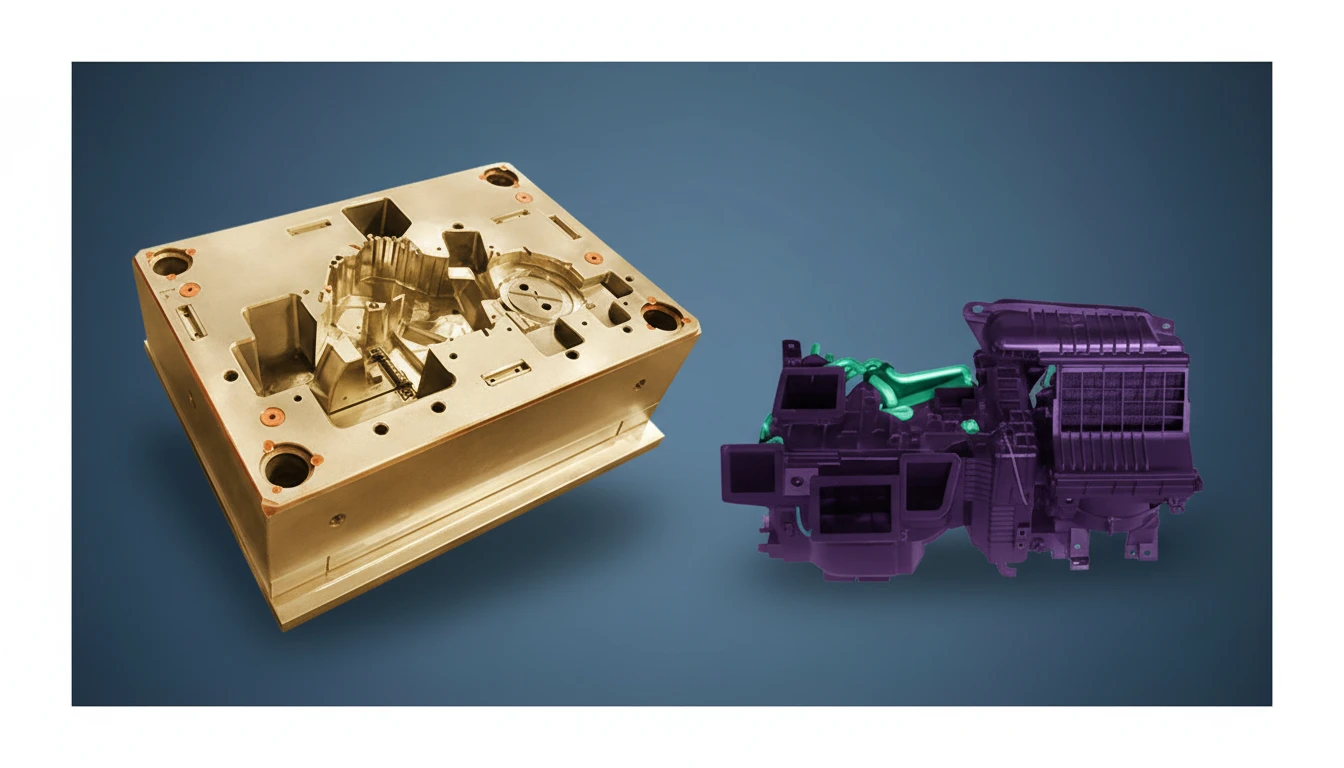 HVAC module and mold for precision ultrasonic welding assembly