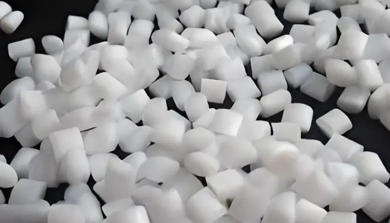 ABS plastic material pellets and HVAC component samples showing material selection process