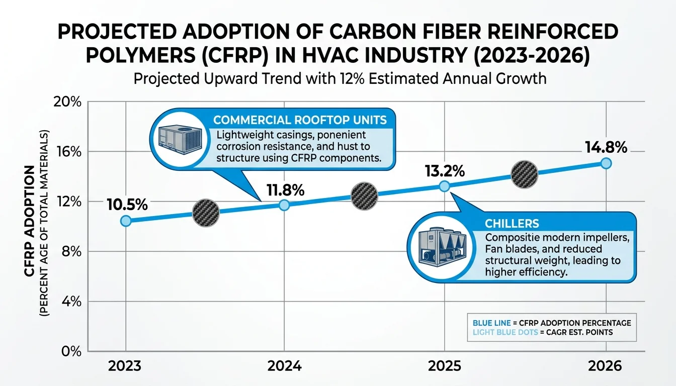 HVAC industry CFRP adoption growth trend chart showing 12% annual increase 2023-2026