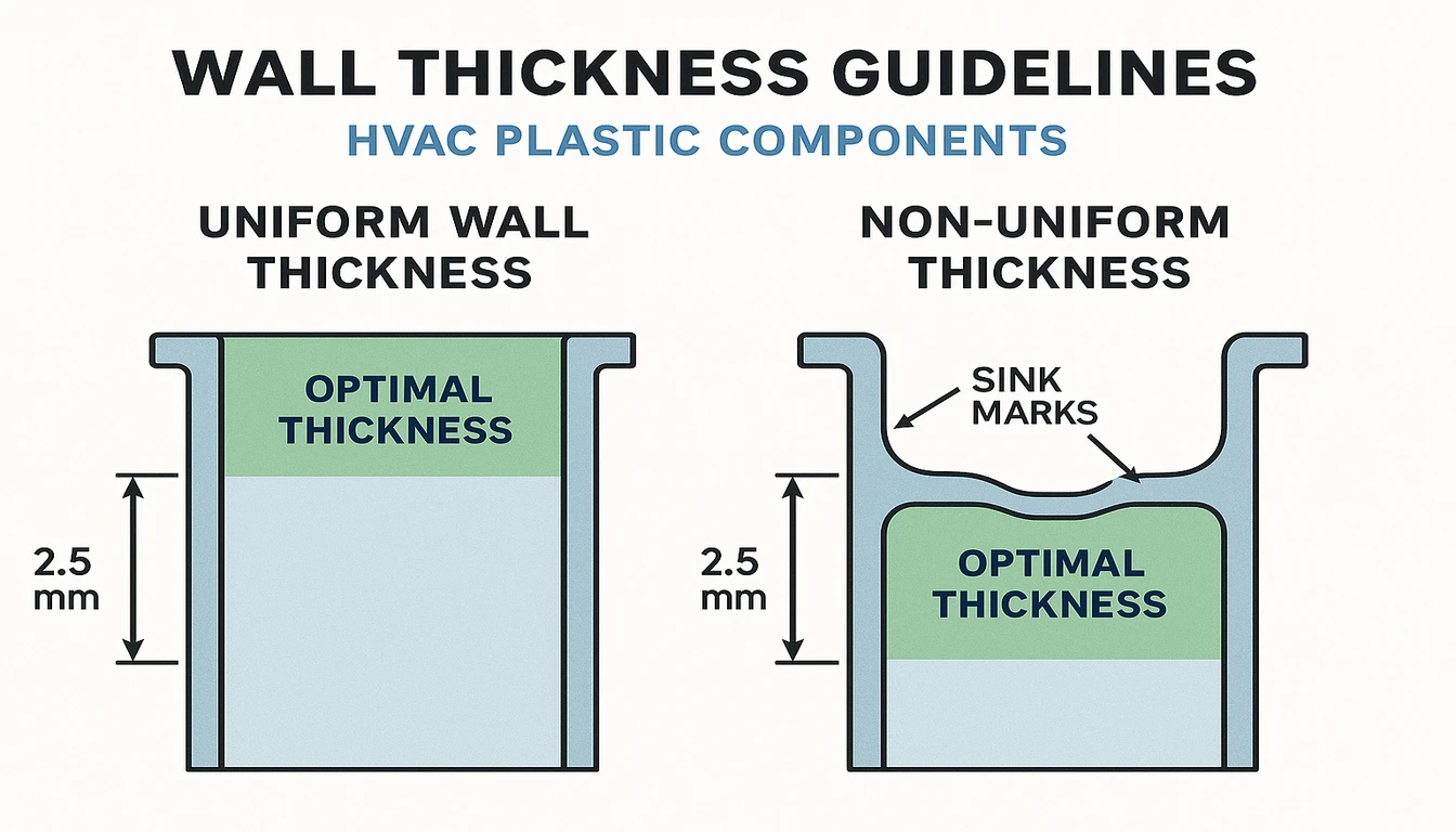 Engineering drawing review of HVAC plastic parts with tolerance and thermal movement considerations