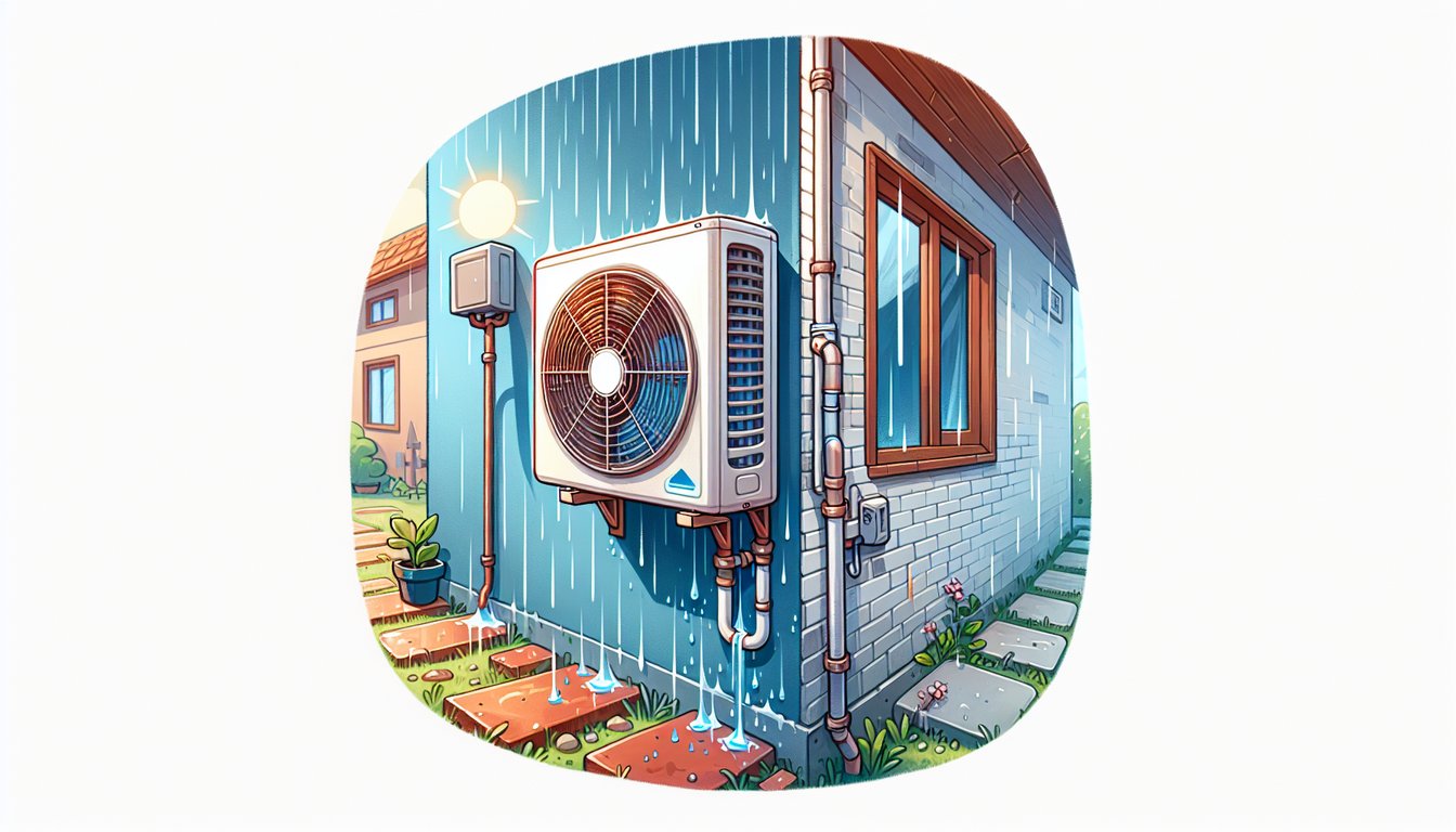 Outdoor ductless mini split condenser unit showing UV-resistant ASA plastic housing on exterior wall