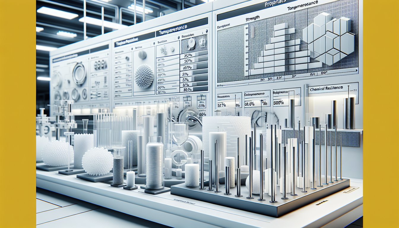 Engineering plastics properties comparison for HVAC applications showing temperature resistance and strength