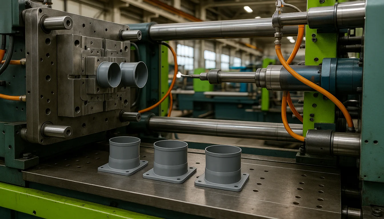 Injection molding process for HRV duct connector plastic parts in a factory setting