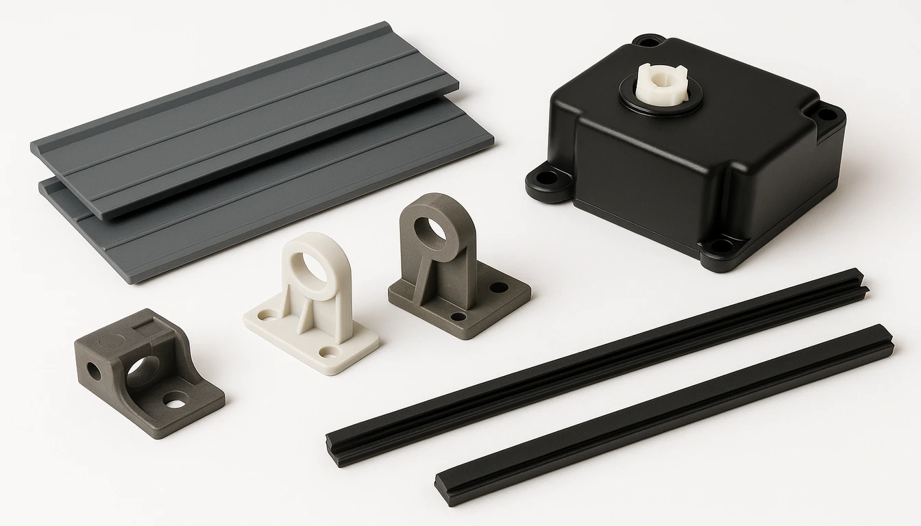 Injection-molded HVAC damper components including blades, housings, and brackets