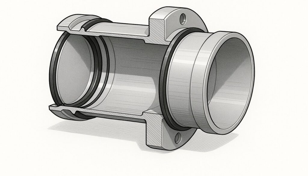 HVAC duct fitting sealing design with O-ring groove and flange connection