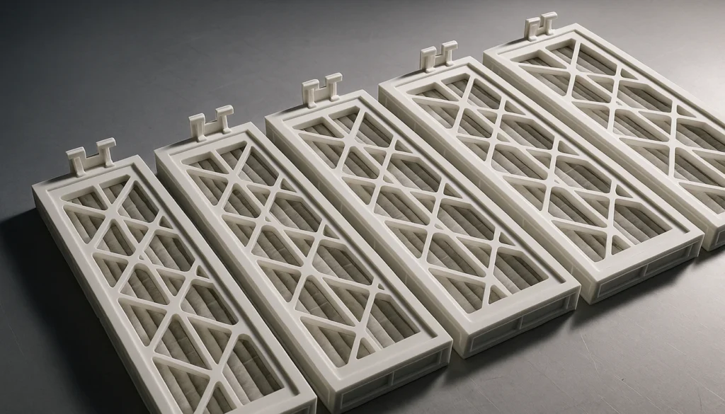 Plastic HVAC air filter frames manufactured by injection molding