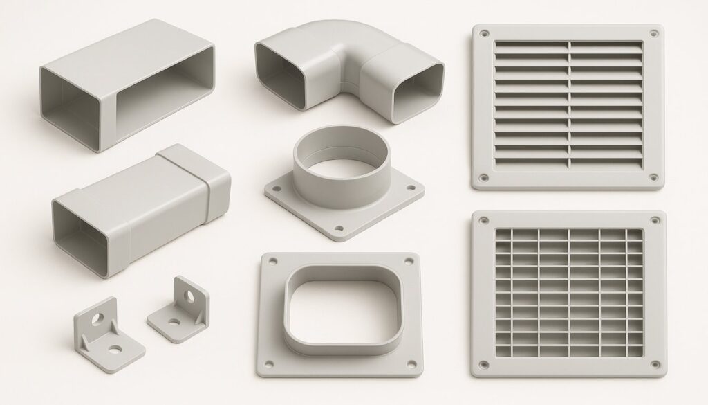 HVACore injection-molded duct components for HVAC systems