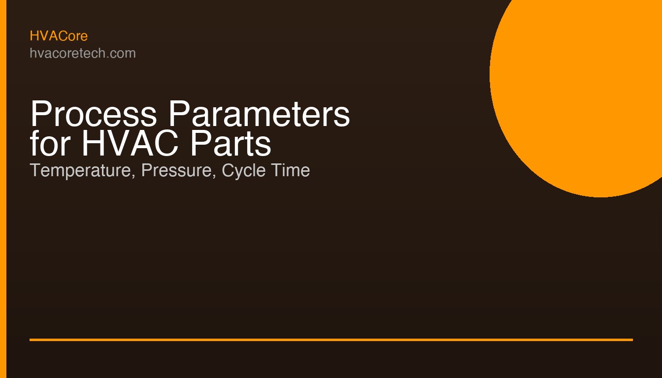 Injection molding process parameters chart showing barrel temperature hold pressure cooling time for HVAC plastics